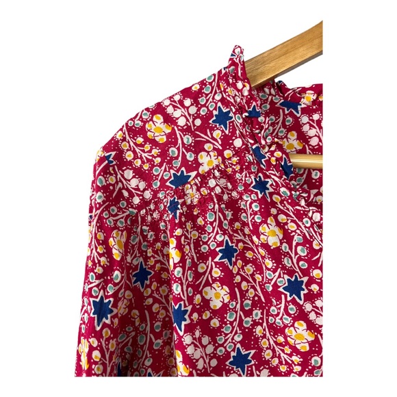 Anthropologie Maeve Pink Patterned Ruffle Shirt | Size 6 - Picture 3 of 14